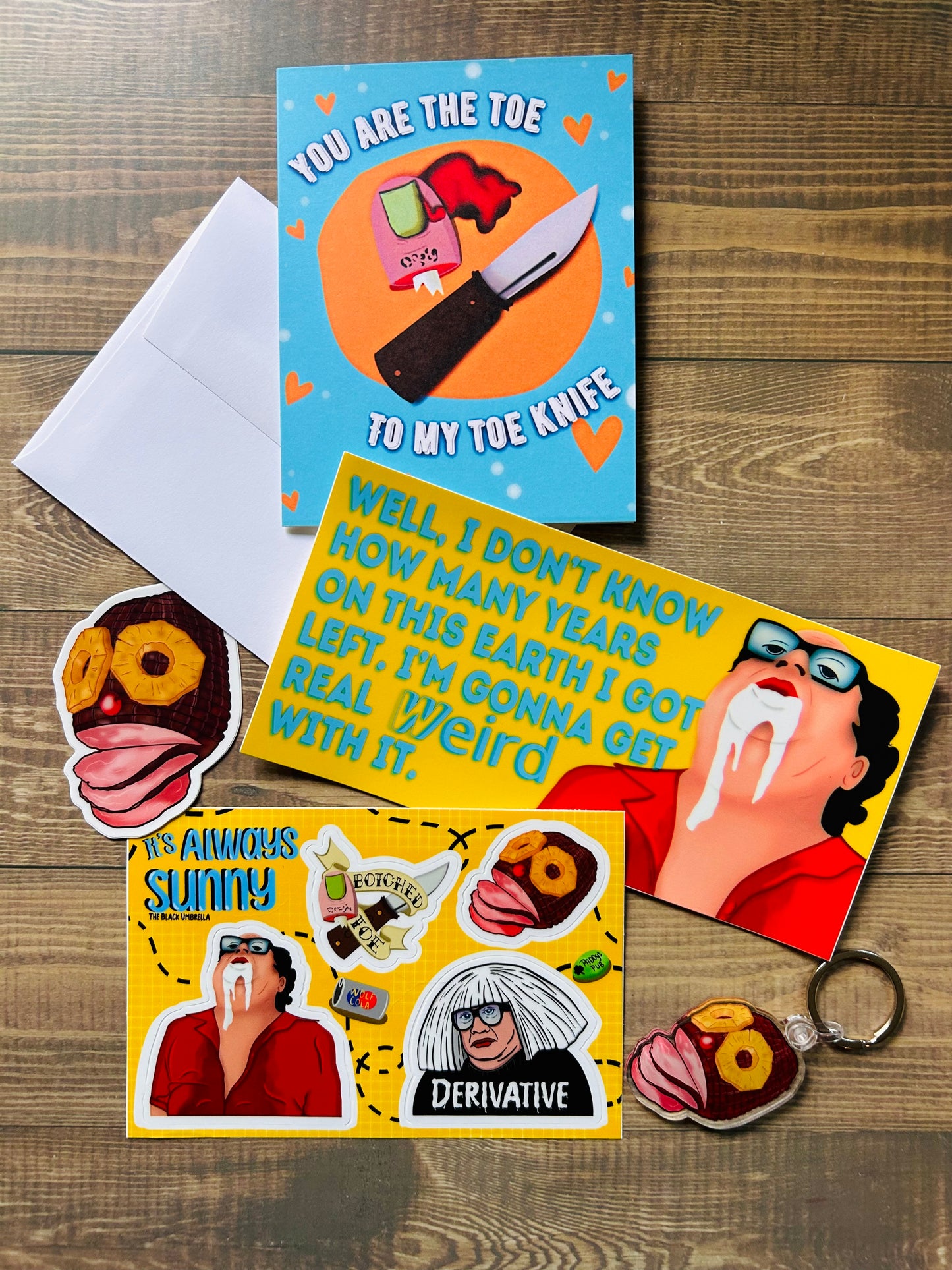 It’s Always Sunny In Philadelphia Bundle -Stickers - Keychain - Greetings Card