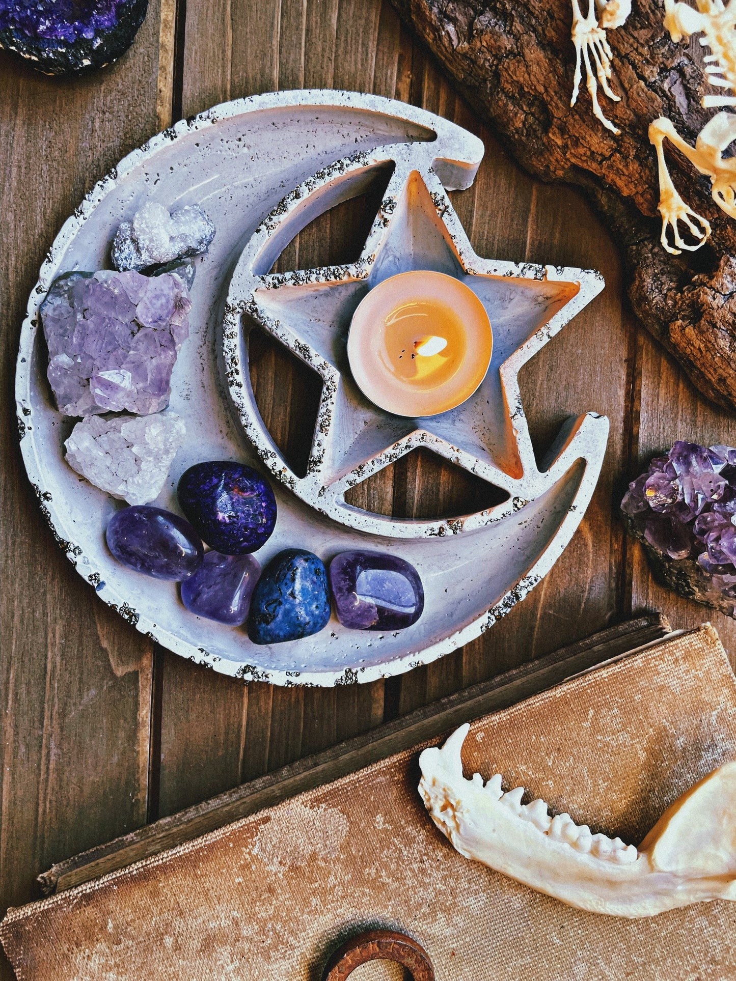 Concrete Moon & Star Trinket Tray/ Ashtray/Tea light holder