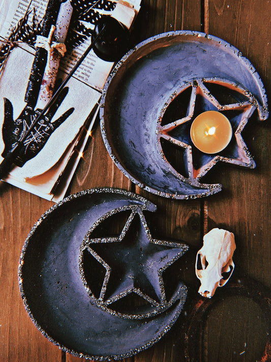 Concrete Moon & Star Trinket Tray/ Ashtray/Tea light holder