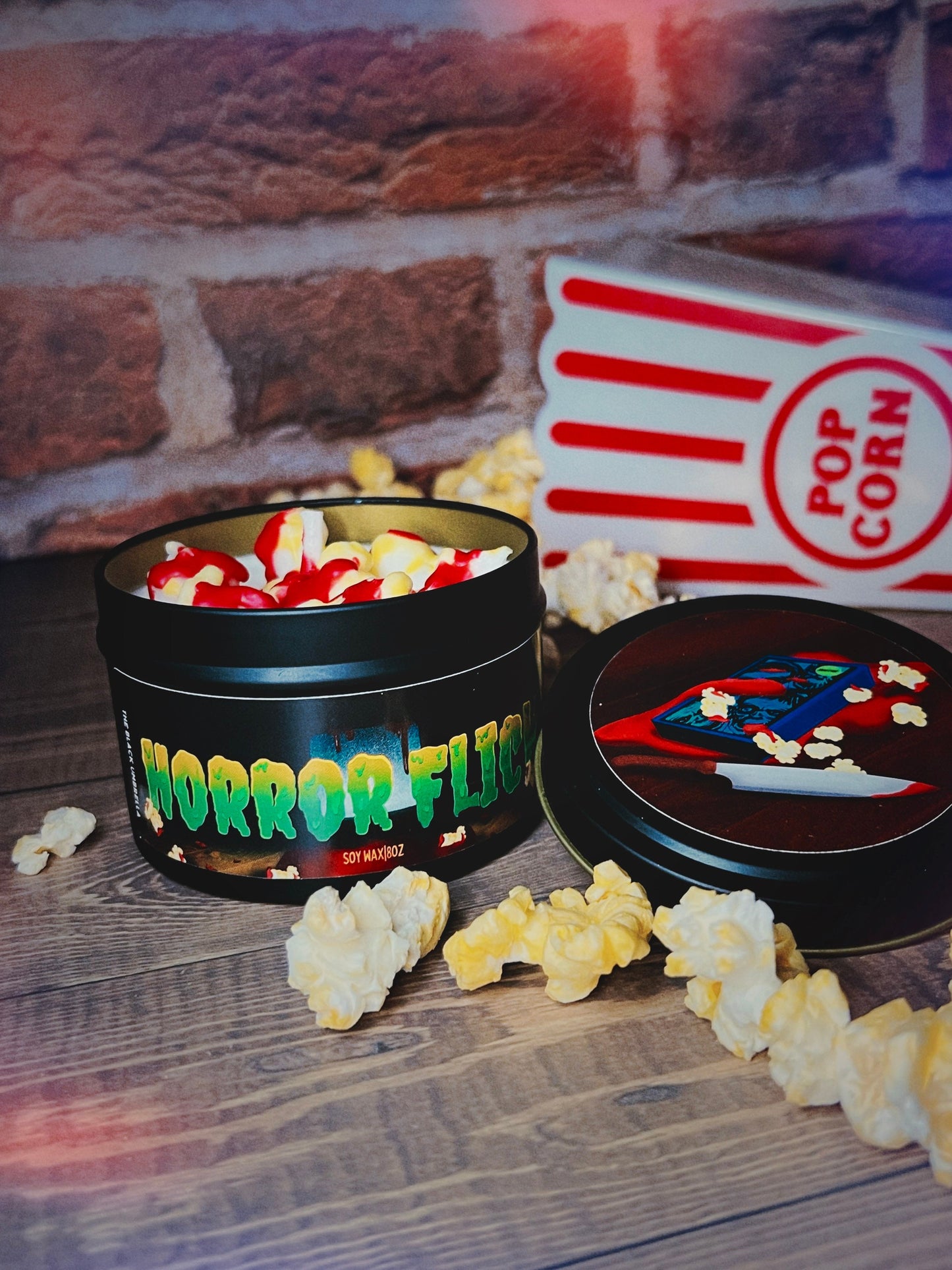 Horror Flick |  Buttered Popcorn Candle |Horror Movie Candle  | Soy Candle | Vegan Candle| Food Candle | 8oz Candle | Candle Gifts