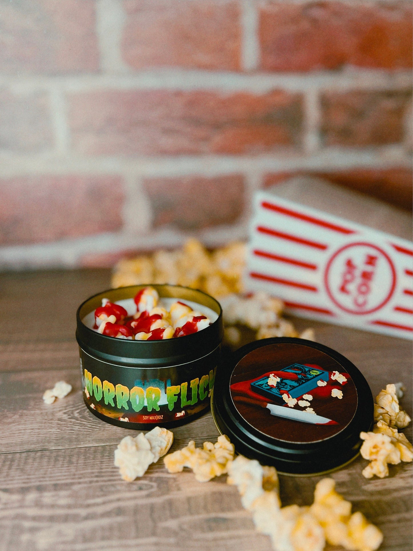 Horror Flick |  Buttered Popcorn Candle |Horror Movie Candle  | Soy Candle | Vegan Candle| Food Candle | 8oz Candle | Candle Gifts