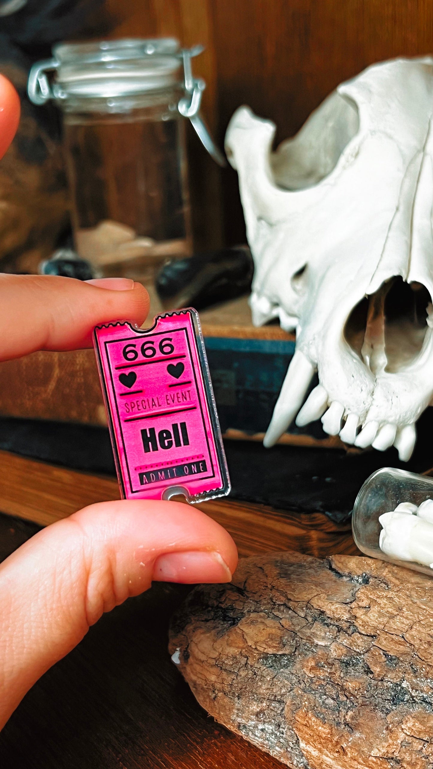 Ticket To Hell  Acrylic Pin